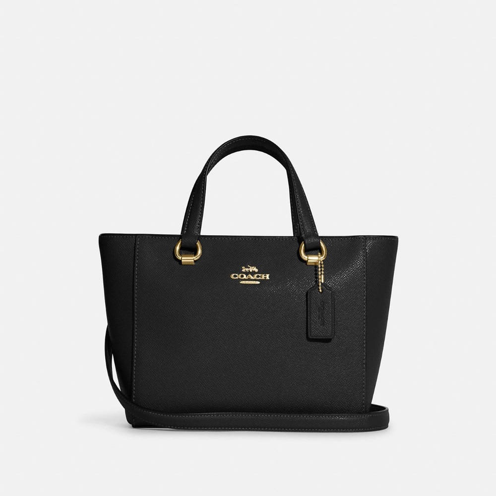 NWT Coach Satchel Leather Black Handbag Shoulder Bag Purse